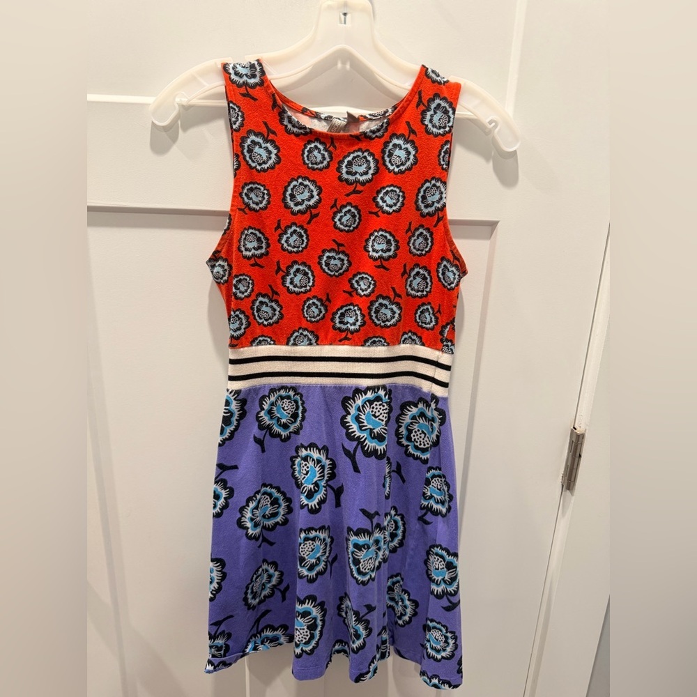 ASOS Floral Colorblock Dress Women’s US 6 Red Purple Sleeveless Skater Dress